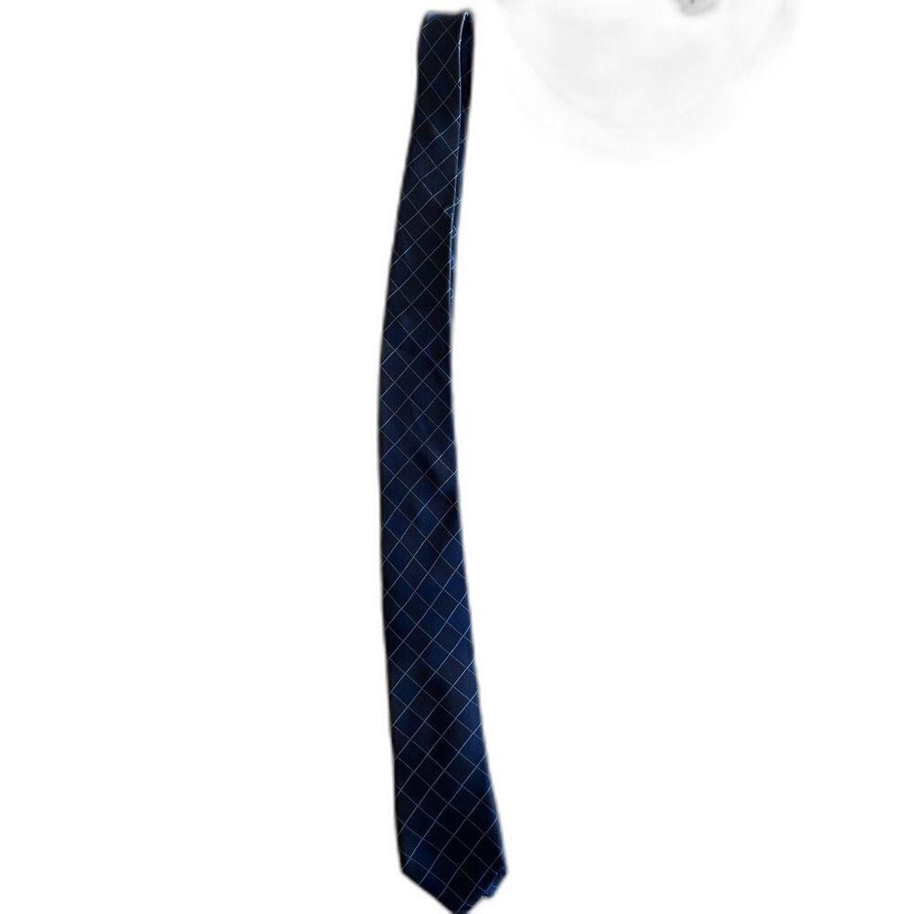 Michael Kors 100% Silk Navy Blue Checkered Tie Men's - Picture 4 of 4